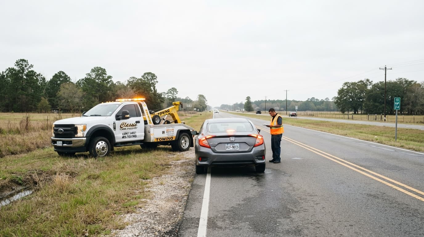 Beaumont roadside assistance for flat tire on busy Texas roadway