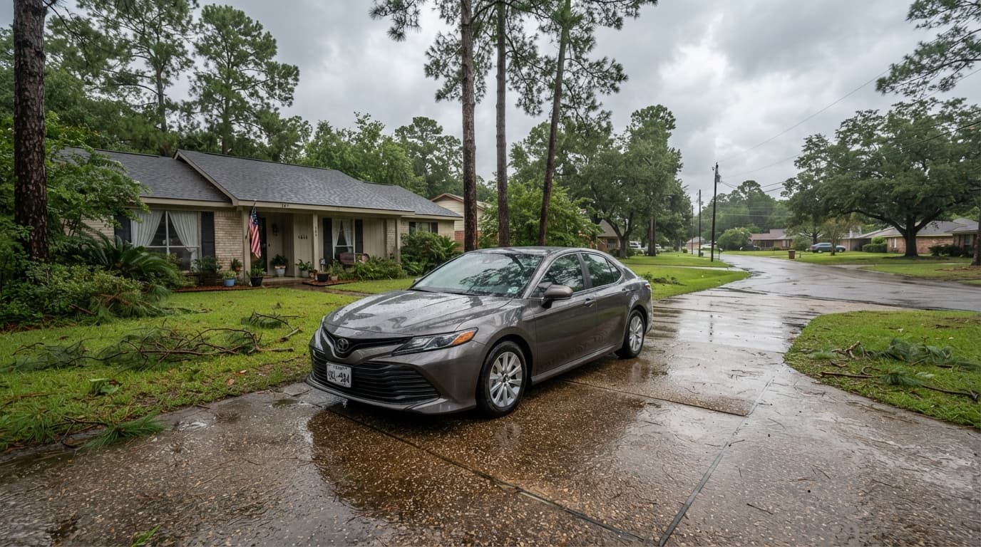 Beaumont TX vehicle with hail and storm debris damage comprehensive coverage example