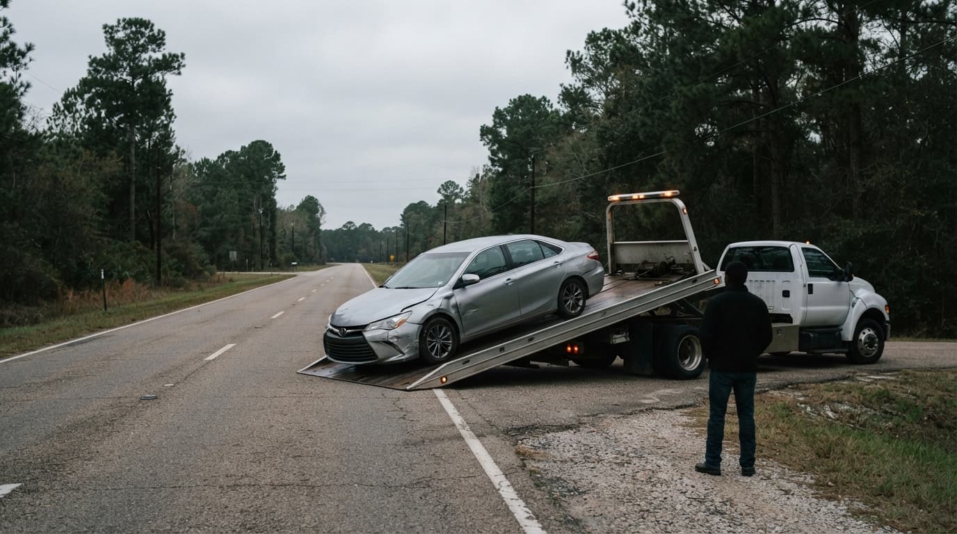 Beaumont Texas driver reviewing total loss settlement and loan payoff documents