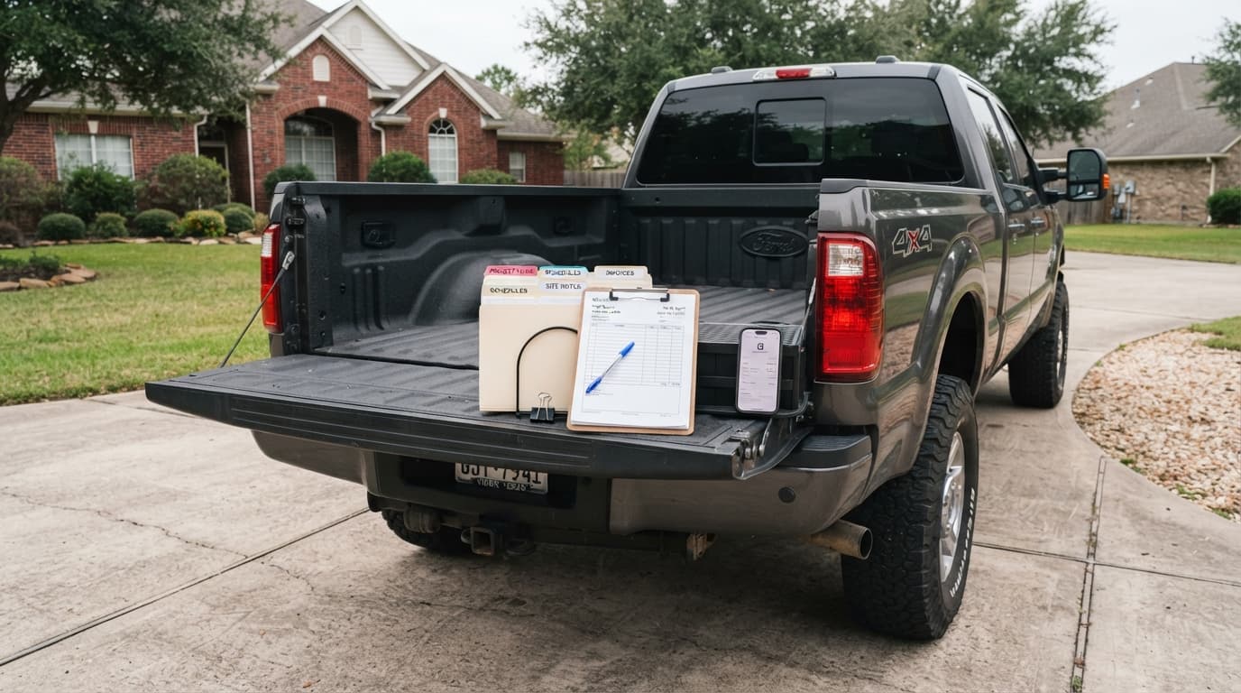 Beaumont driver organizing receipts and invoices for aftermarket auto upgrades