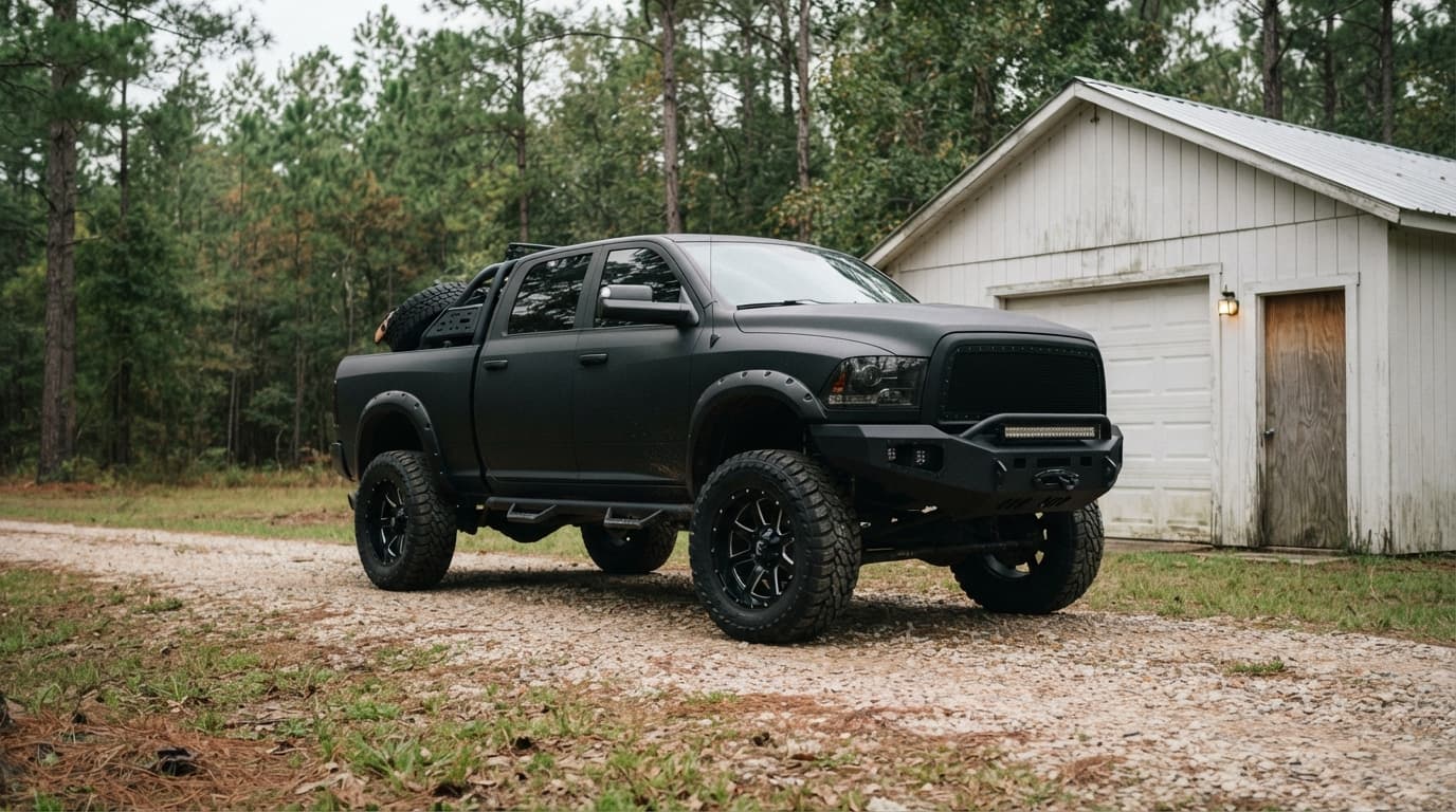 Modified truck in Beaumont TX with aftermarket wheels and lift kit needing custom parts coverage