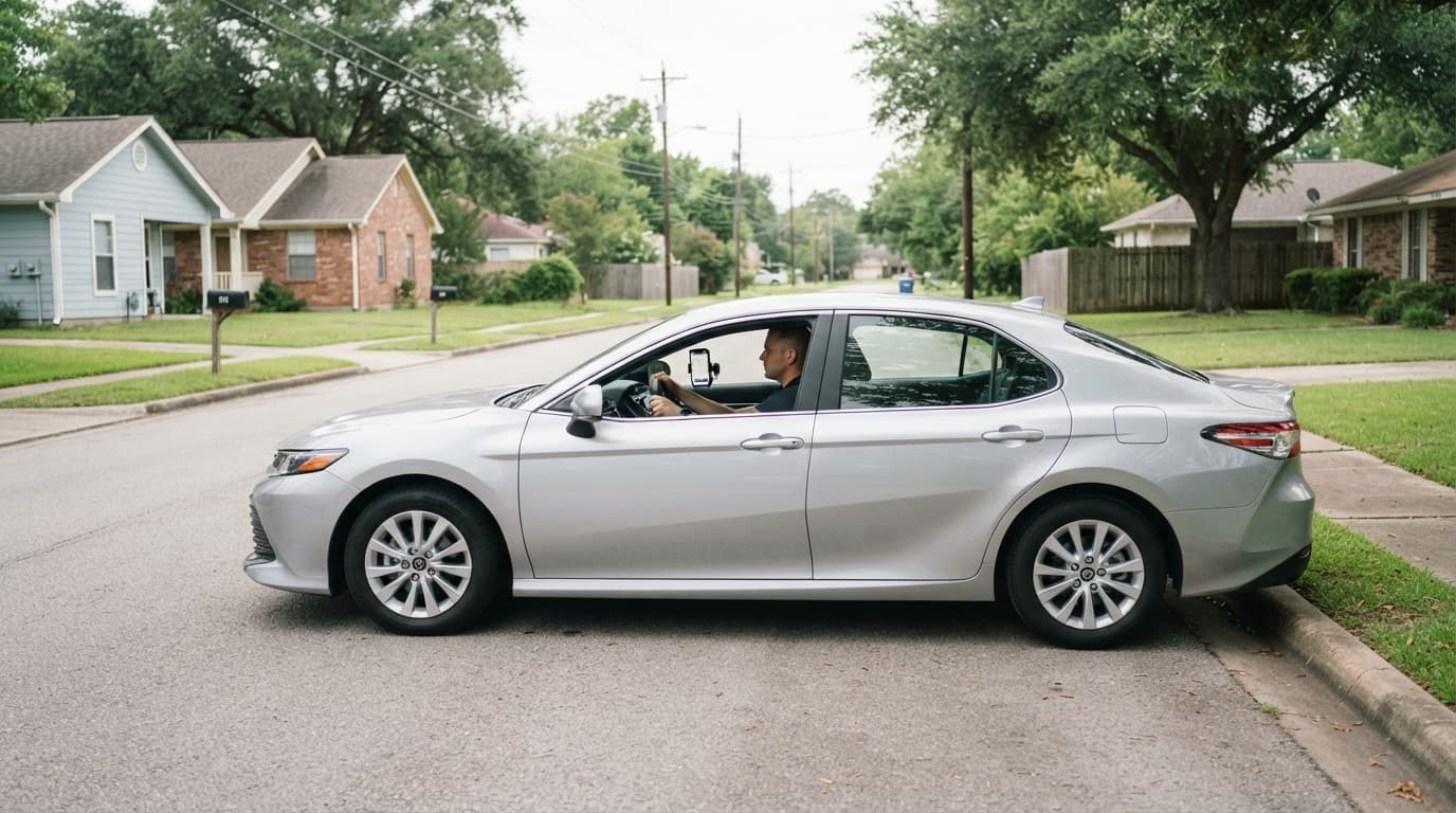 Beaumont Texas driver checking rideshare endorsement details before driving for income