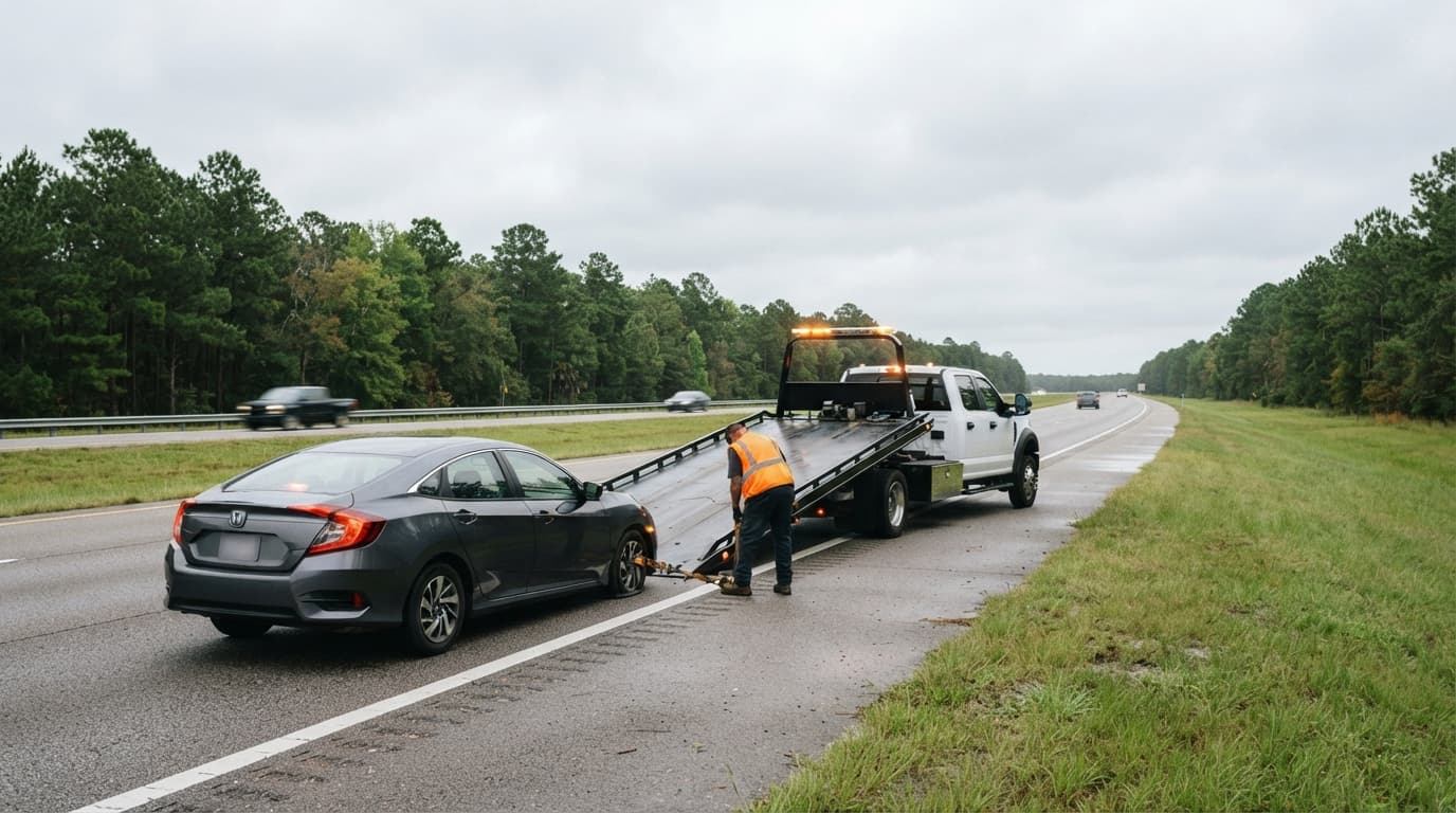 Roadside assistance towing service for disabled car in Beaumont TX