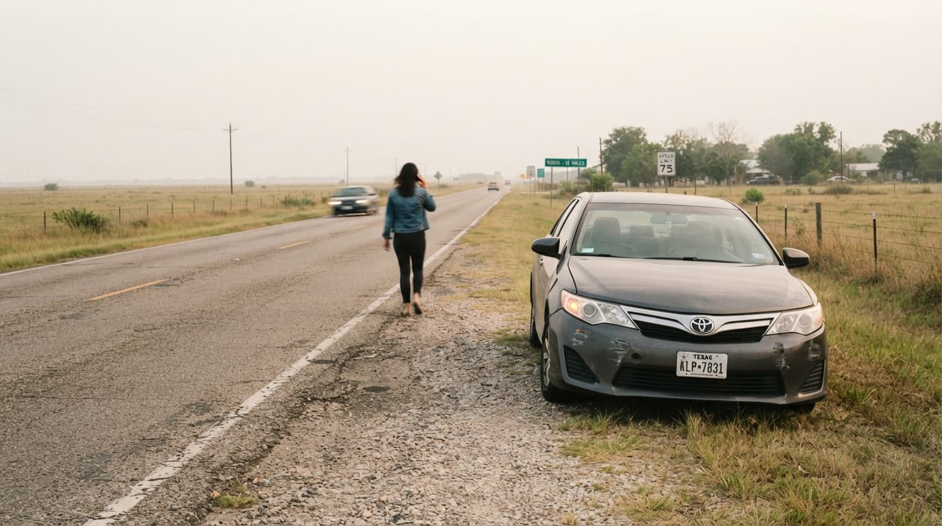 Driver documenting a hit-and-run accident scene in Beaumont TX