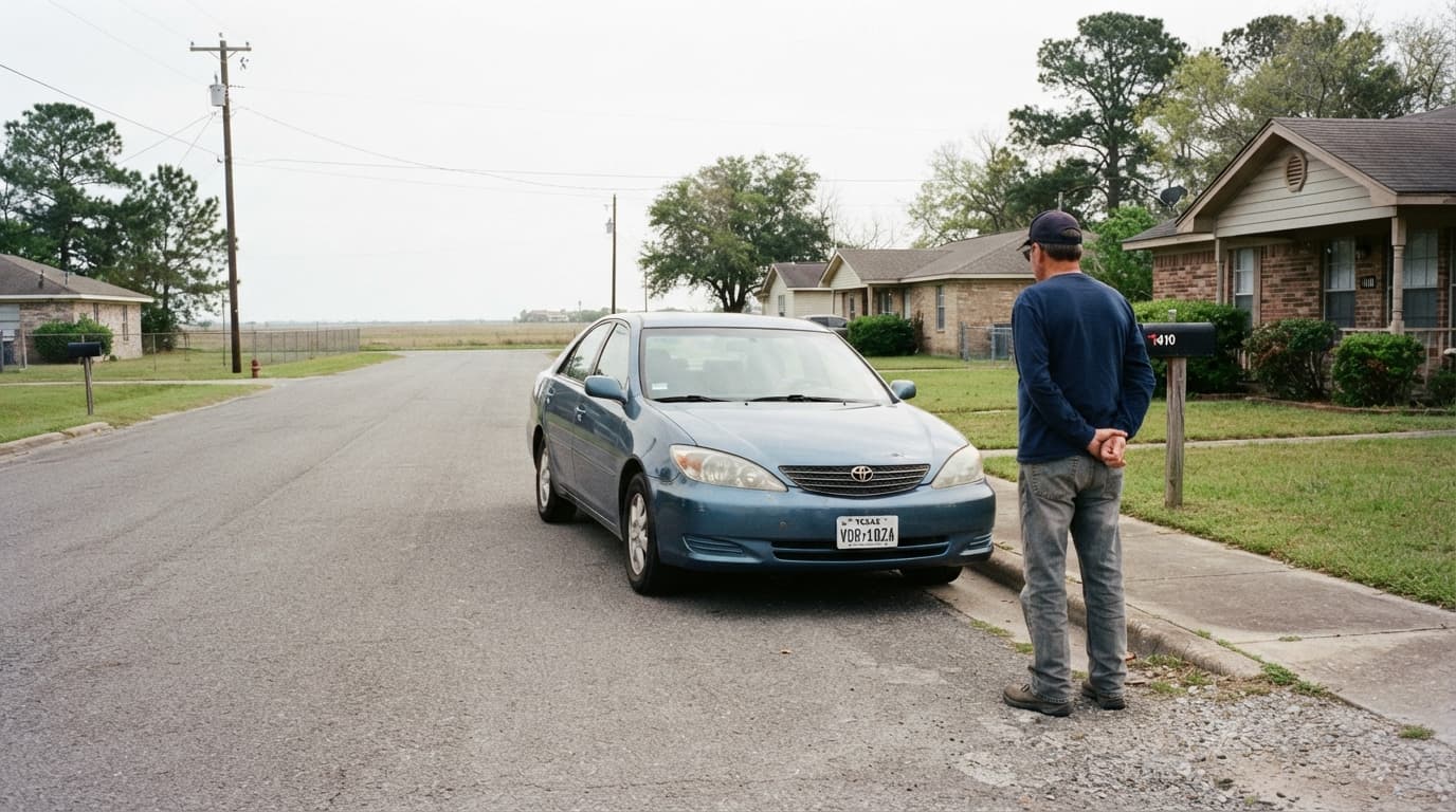 Beaumont Texas driver comparing deductible vehicle value and collision coverage on an older car