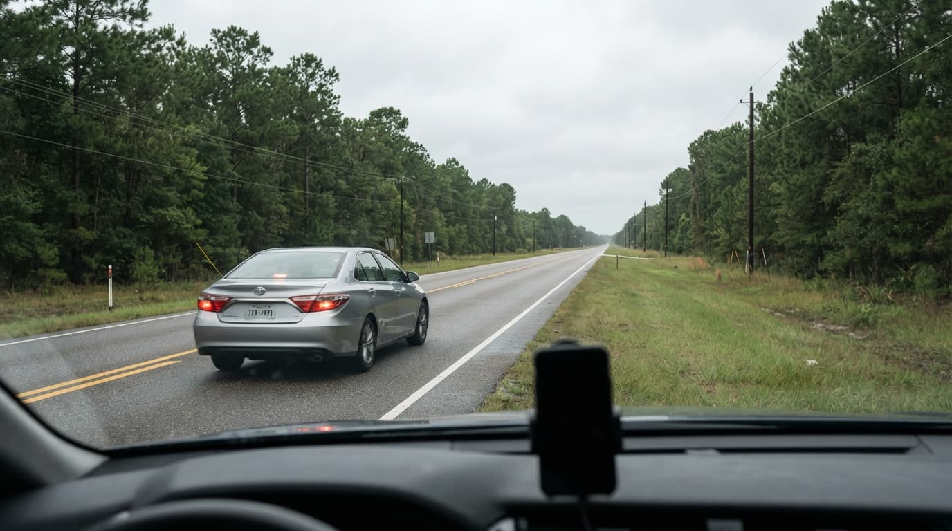 Traffic in Beaumont TX where rideshare drivers may be waiting for trip requests