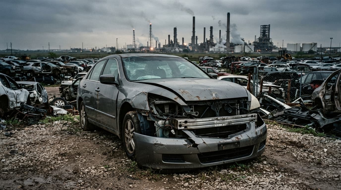 Beaumont TX driver reviewing GAP claim paperwork after a totaled car settlement