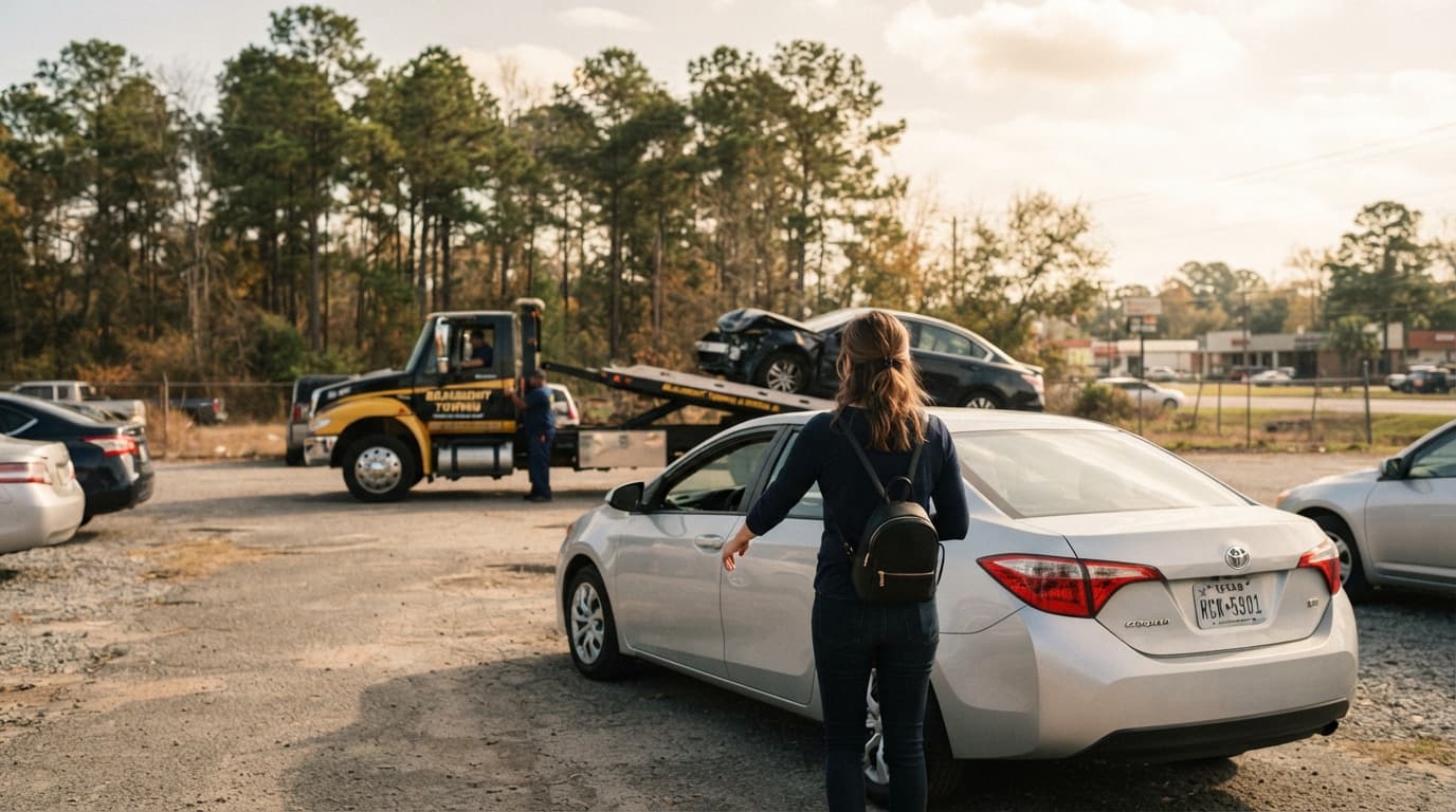 Beaumont TX driver reviewing rental car claim details during auto insurance repair process